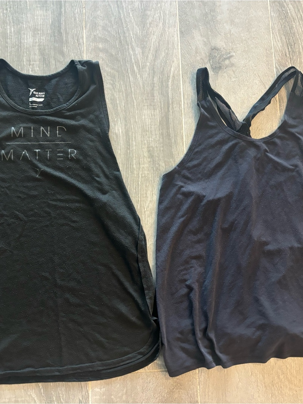 Old Navy Black Racerback and Graphic Tank Tops - Black